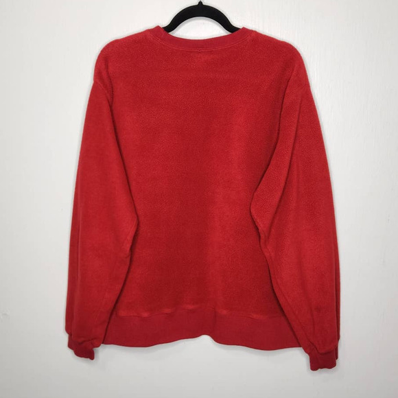 Vintage Mickey Mouse Disney Fleece Crewneck Sweatshirt Red Large Oversized - Picture 7 of 7